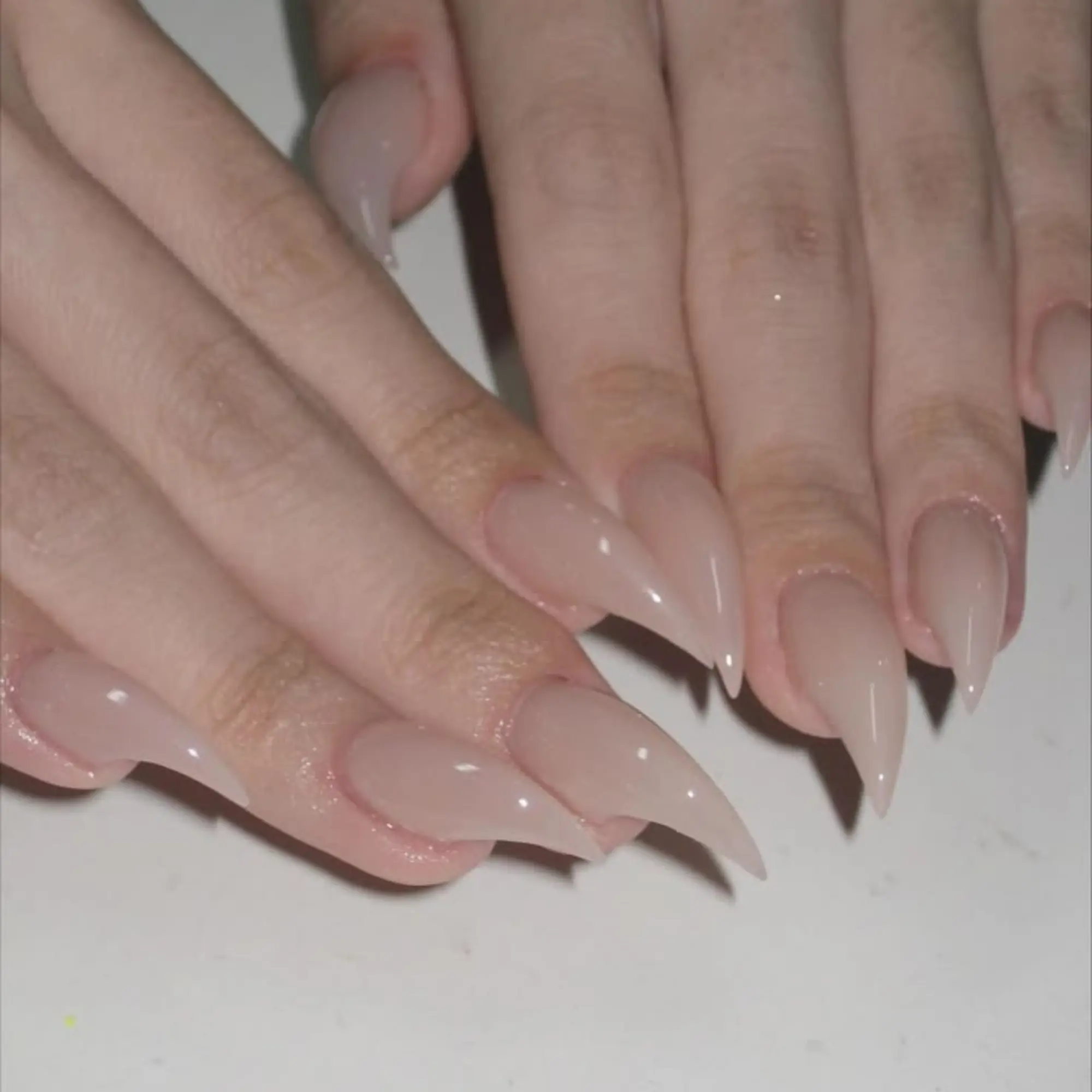 Handmade Blush Nude Cat Claw Press On Nails | Handcrafted Glossy Curved Talon Nails | Reusable Minimalist Gothic Nail Set