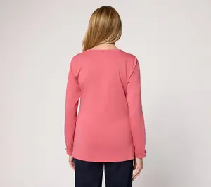 Denim & Co. Essentials Favorite Jersey Scoop Neck Top w/ Cuff Detail