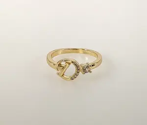 Plated Adjustable Initial Letter "D" Ring