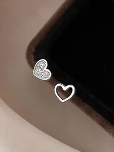 Rhinestone Heart Decor Stud Earrings, Fashionable Jewelry for Women, Casual Jewelry for Party, Daily Clothing Decor, Trendy All-match & Exquisite Jewelry for Birthday Gift, High Quality Earrings
