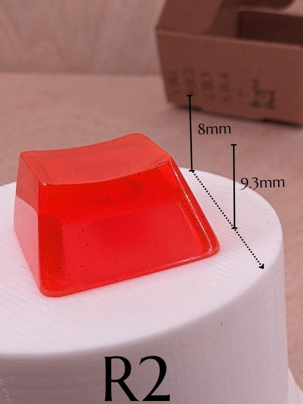 ResinKeyWorks Bright Red Blank 1U Accent Keycaps, Transparent Hand Polished Resin OEM Caps with MX stems
