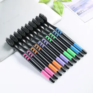 10-Pack Activated Carbon Soft Bristle Toothbrushes, Deep Cleaning Micro-Fine Bristles, Ergonomic Non-Slip Handle, Daily Oral Care for Adults, Toothbrush Set