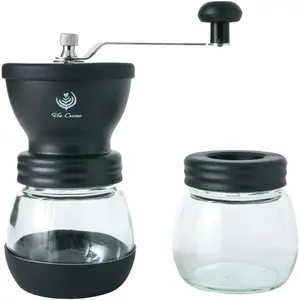 Manual Coffee  with Ceramic Burr and Glass Container for Espresso Beans