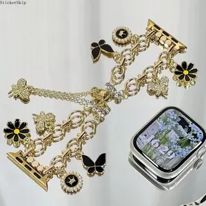 2026 NEW Floral Charm  Watch Band – Luxury Alloy Jewelry Buckle Bracelet Strap for Women, Elegant Adjustable Watch Band Fits 38–49mm (All Series & Ultra), Stylish Romantic Daily Wear Smartwatch Accessory