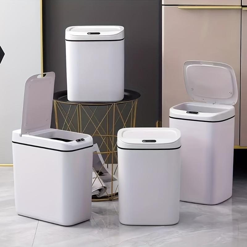 Motion-Activated Smart Trash Bin for Bathrooms, Featuring a Lid And Touchless Operation. Its Minimalist Design Makes It Ideal for Home, Kitchen, Office, Bathroom, And Outdoor Settings, Providing an Effective Solution for