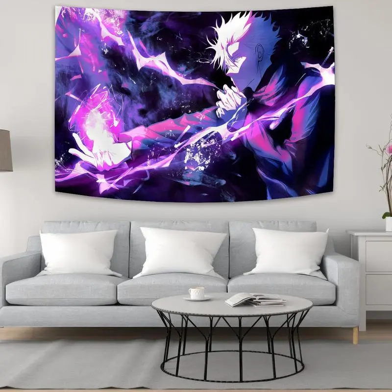 Jujutsu Kaisens Wall Hanging Tapestry Hippie Room Decor Anime Manga Tapestry Aesthetic Bedroom Cotton Decorative Light Linen