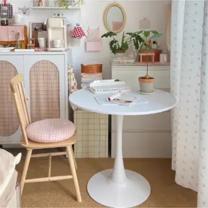 ARCH White Round Table, Modern Dining Table, MDF Top and Steel Base Tulip Round Kitchen Table, Mid Century Coffee Table for Living Room 24 Inch, Oval Dining Table