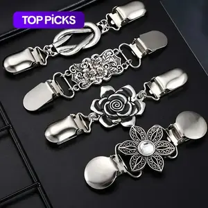 Vintage Sweater Shawl Clips, 4pcs Retro Collar Clips for Women and Girls, Dress Shirts Brooches for Outdoor, Fashion Accessory