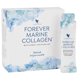 Forever Marine Collagen with Vitamin C Biotin and Zinc 90 x 15 ml Sachets Liquid Dietary Supplement Made with Fruit Juice Concentrate