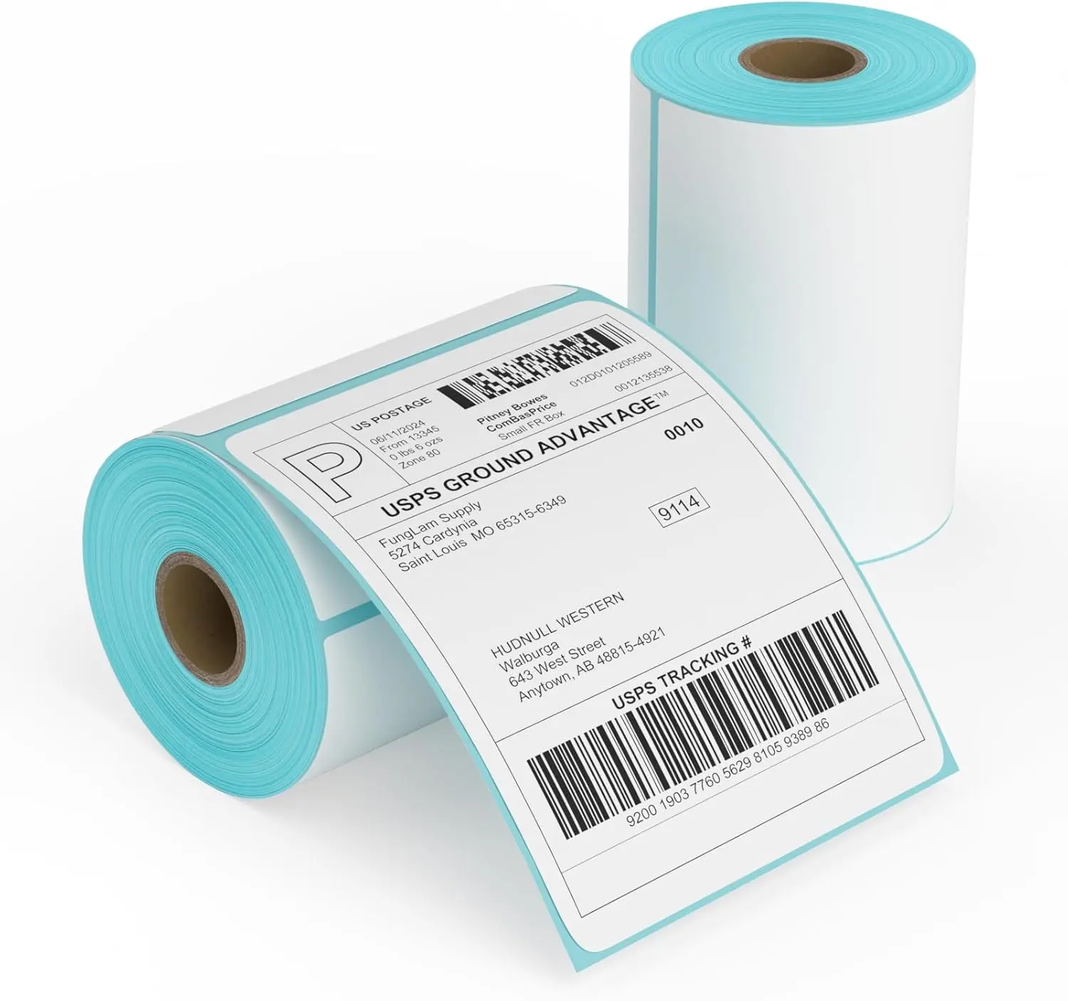 4 inch x 4 inch thermal labels  - Printable postage labels for parcels and returns - Compatible with Zebra and Rollo printers