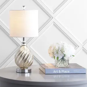 JONATHAN Y Lawrence Glass/Metal LED Table Lamp , for bedroom, living room, foyer, hallways, dining room, dorms