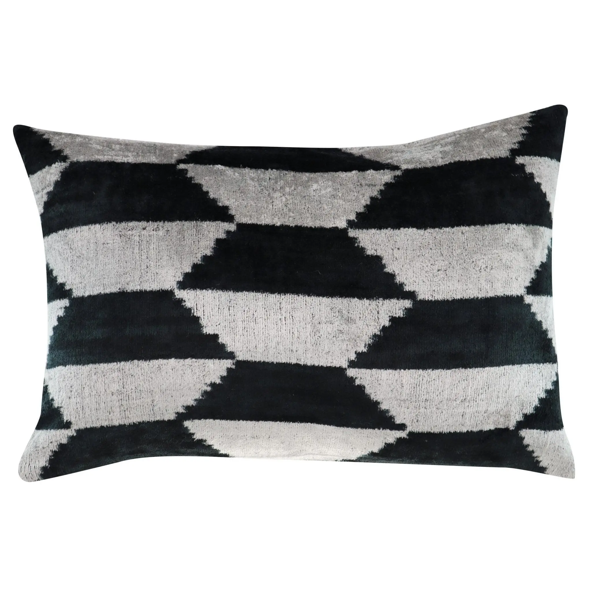 Canvello Black White Handmade 16x24 Silk Velvet Pillow, Organic Veg Dyed, Down/Feather Filled