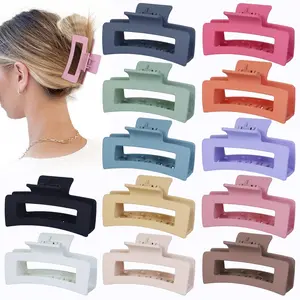 12 count Medium Hair Clips, 3.5 Inch, Colorful - Hair Clips for Thick and Thin Hair, Square Claw Clips, Jaw Clips, Bulk Hair Accessories for Women and Girls