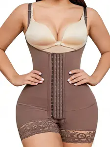 1 Count High Compression Body Shaping Shapewear, Colombian Shapewear, Fajas, Hooks Adjustable Tummy Control Bust Support Jumpsuit, Breathable Abdominal Tightener Bodysuit, Suitable For Daily, Sport, Yoga