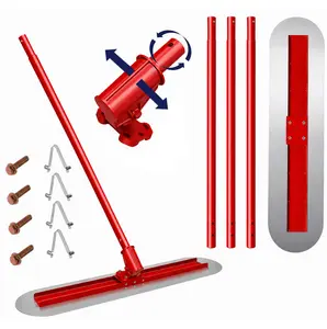 48" x 12" Stainless Steel Bull Float Kit with Adjustable Bracket, Round-End Concrete Float, 4 Extension Handles (59.4" Each), Professional Concrete Finishing Tool