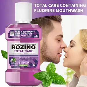 ROZINO Total Care Fluoride Mouthwash 100ml Fresh Mint Lemon Purple Grape Flavor Fluoride Formula Protects Tooth Enamel Deep Cleans Between Teeth Removes Coffee and Tea Stains Freshens Breath Daily Use for Oral Health and Cleanliness