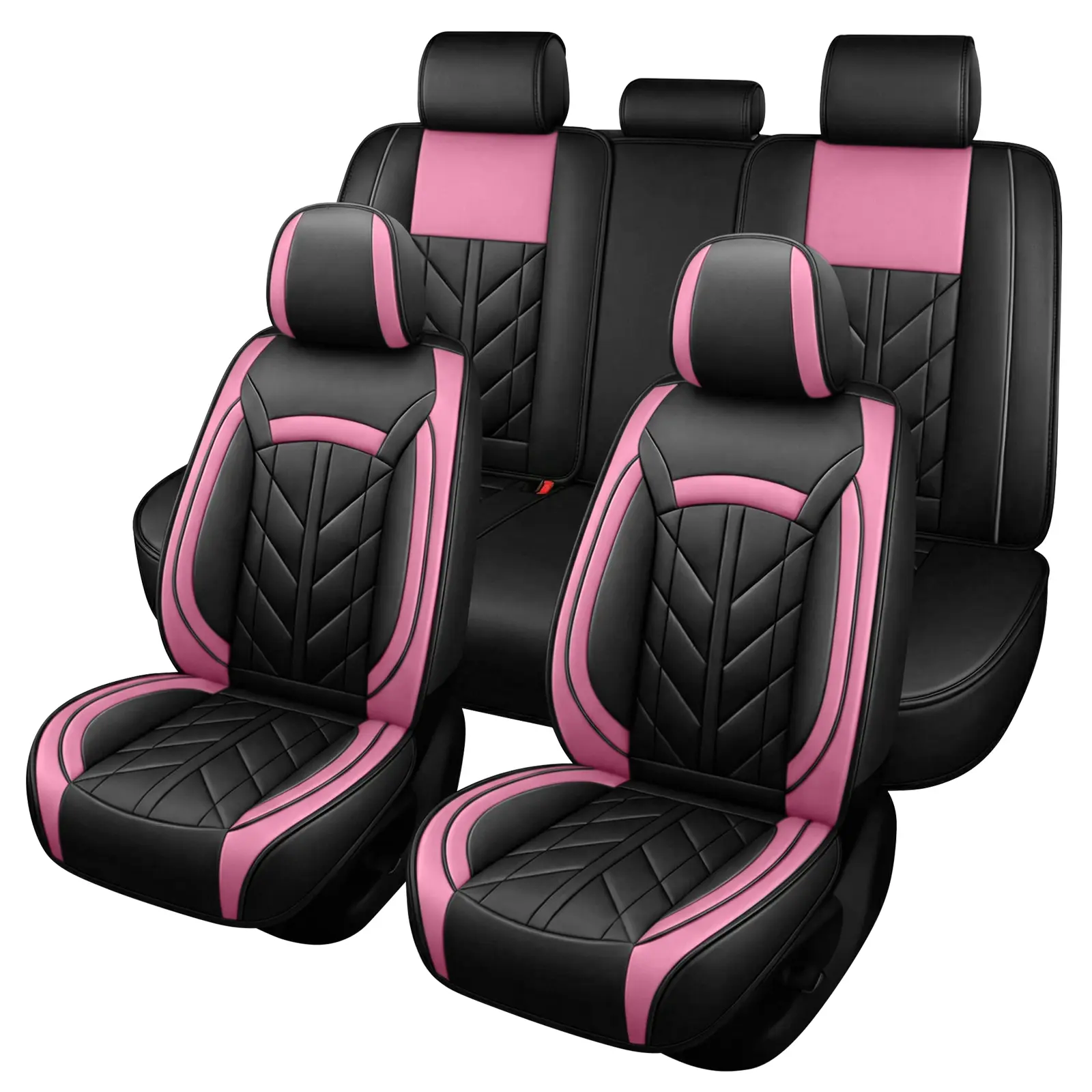 Universal PU Leather Car Seat Cover Set for 5 Seats, Waterproof Easy to Install Airbag CompatibleFront Rear Seat Cushion Replacement Interior Upgrade for Most Sedans, SUVs & Hatchbacks