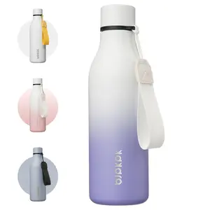 BJPKPK Insulated Water Bottles, 18oz, Stainless Steel Metal Water Bottle with Strap, BPA Free Leak Proof Thermos, Mugs, Flasks, Reusable Water Bottle for Car Sports Home Office and School, Dishwasher Safe