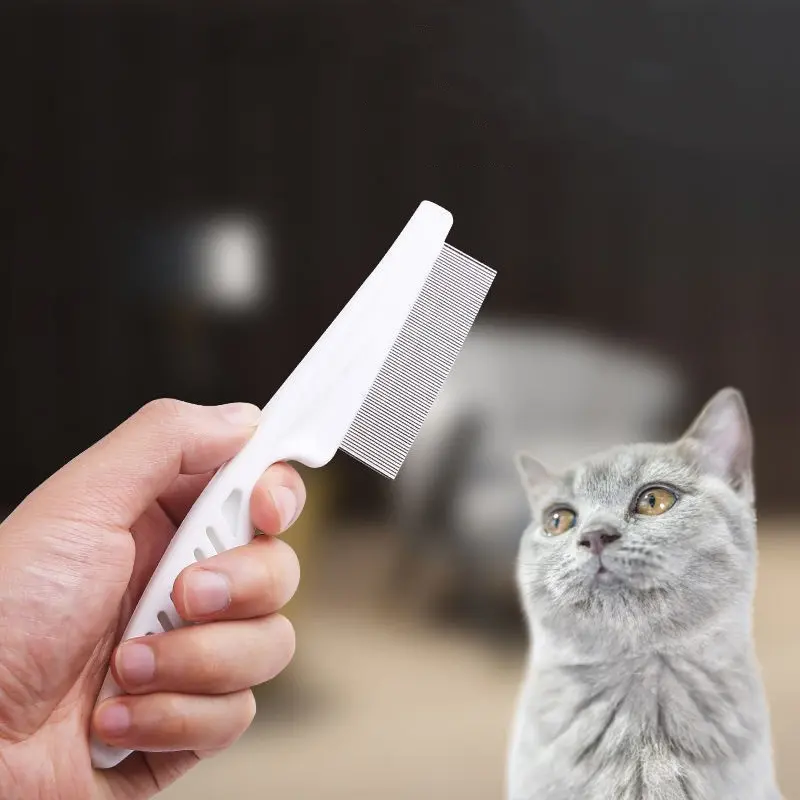 1pc Pet Combs, Dog Flea Combs, Cat Flea Combs, Plastic Close-tooth Combs, Stainless Steel Fine Cat Hair Detangling Release Comb, Pet Hair Supplies