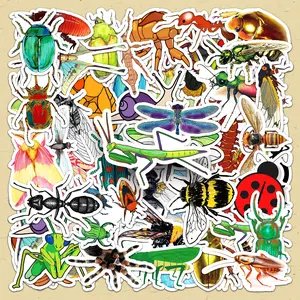 Insect Pattern Sticker, 100pcs/set Cartoon Creative Nature Doodle Sticker, DIY Decorative Funny Stickers for Scrapbooking & Journal Making