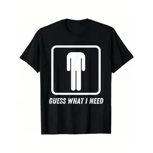 [100%25 Cotton] Men's Retro "Guess What I Need" Graphic Cotton Crew Neck T-Shirt - Short Sleeve  Golf Gift T-Shirt For Men and Women