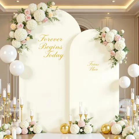 Cozy Stretchy Elastane Arch Covers (Stand Not Included) - Wedding Arched Backdrop Spandex Fabric, 2 or 3-Piece Multi-Size Set, Festive Home & Party Decor Supplies,