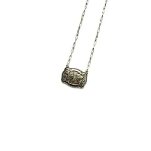 Western Belt Buckle Initial Necklace: I
