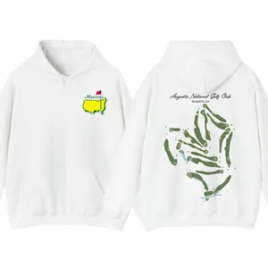 Masters Augusta National Golf Club Hoodie – Vintage Golf Course Map Graphic Hoodie, Double Sided Golf Tournament Pullover, Classic Golf Fan Hoodie, Unisex Casual Sportswear for Men & Women