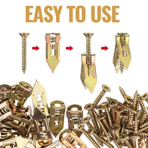 FIREHELP 100PCS/400PCS Self-Drilling Drywall Anchors Kit No Drill Needed Easy Hang for Home & Office Includes 100 Anchors 100 Screws for Quick Install Adjustable Hooks & Bracket and Set