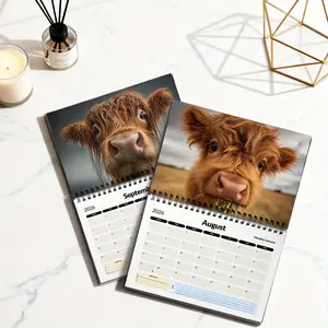 1pc Funny 2026 Highland Cattle Calendar Monthly Planner with Color Coded Calendar Grid and Monthly View A Charming Gift for Animal Lovers, Schedule Tracker for Farm Fans, Christmas Gift Idea