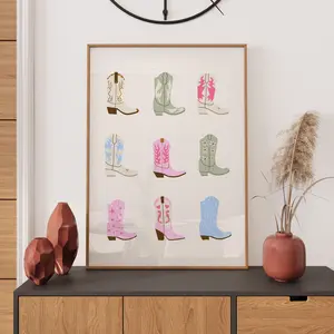 Cowgirl Boot Print Cowboy Boots Poster Bedroom Decor Cowboots print Preppy Dorm Room Western Wall Art Room Decor For Teens Printable Art