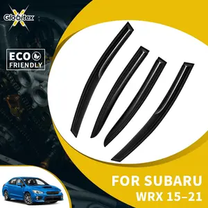Tape-On Outside Window Visors, Sun Rain Guards, Vent Wind Deflectors for Subaru WRX 4-Door 2015-2021, JDM Mugen Style Mount, 4PCS
