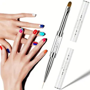 1/2Pcs Double Ended Nail Art Brushes Oval Gel Nail Brushes Rhinestone Handle French Tip Nail Gel Liner Brush for Design Nail Nail Art Tools