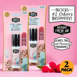 2-Pack Superior BENAIR Powdery Rose for Ladies Toilet Spray Air Freshener, Bowl Bottle 1.35 Oz Deodorizer Eliminator Fresh Scented Aroma, Blocks Odors When You Go, Perfume Original Value Set Odor Remover Deodorizer, For After or Before  –INSTANT FRESH AIR
