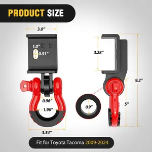 (2-Pack) Demon Front Tow Hook Mounting Bracket with 3/ 4inch D-Ring Shackle Suitable for 2009-2016 2017 2018 2019 2020 2021 2022 2023 Toyota Tacoma, with 7/ 8inch Screw Pins and Isolation Rubber Washers Heavy Duty Towing Rope