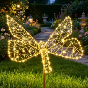 Flacchi Outdoor Solar Lights — Butterfly & Dragonfly Decorative Solar Garden Lights (240 LEDs included). Crafted from iron, solar-powered, waterproof, and easy to install; ideal for decorating pathways, gardens, patios, and courtyards. tiktokshopspringglo