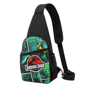 Jurassic Park Lightweight Polyester Chest Pack  Print Sling Bag with Adjustable Strap Multi Pocket for Travel Daily Use
