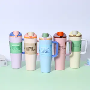 European and American Hot-Selling Handle Straw Cup Double-Layer Vacuum Outdoor Car Water Cup 40oz Stainless Steel Sports Fitness Water Cup