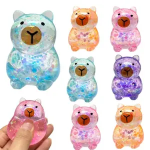 1/3/6pcs Sensory Stress Relieving Pinching Toy, Sparkly Purcupine Squeezing Ball, Birthday Party Gift, Cute Malt Filled Elastic Toy, Kawaii Squid