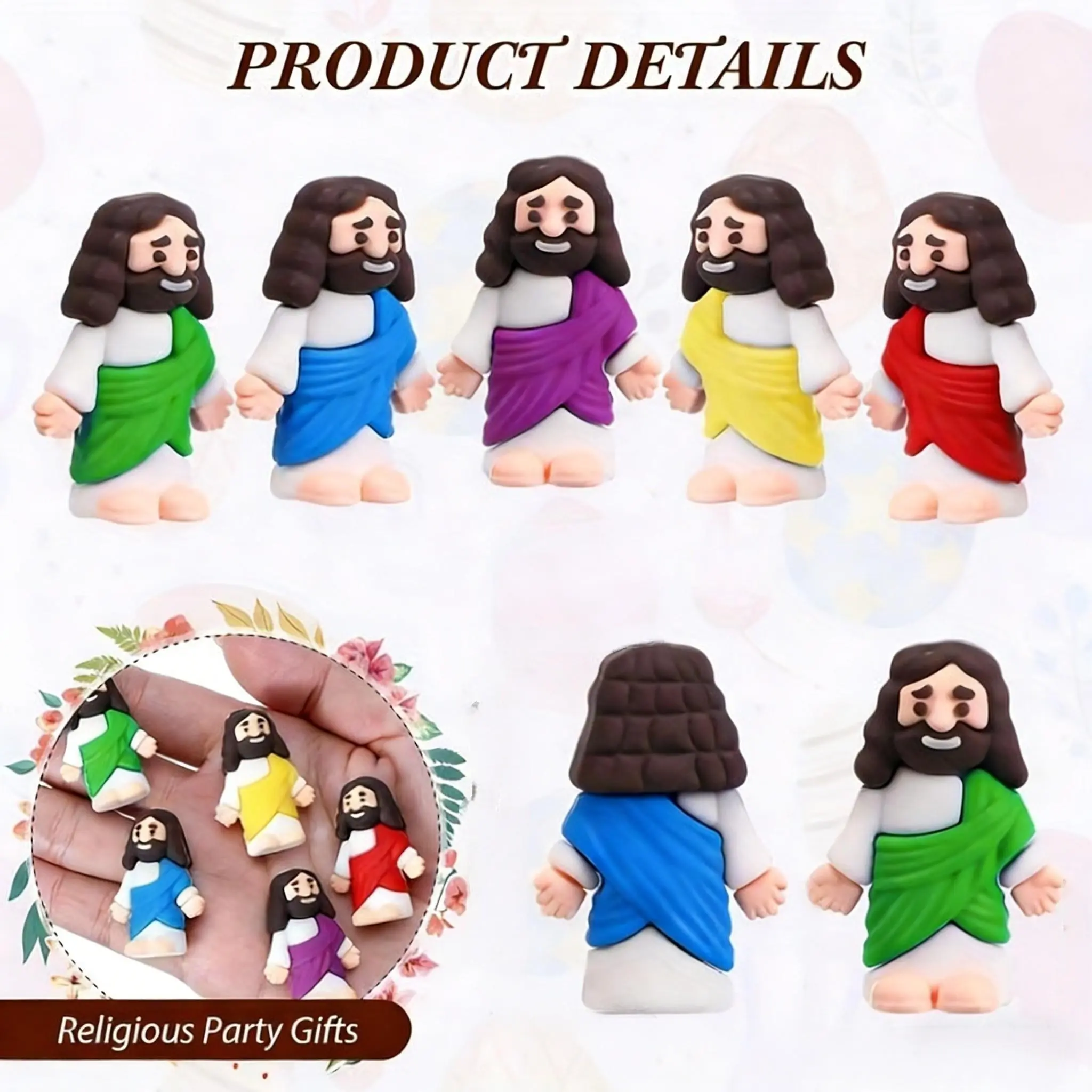 30-Pack Cartoon Jesus Mini Statues, Home Decor, Mini Landscape Ornaments, Car Interior Decor, Desktop Decoration, Ornamental Figurines