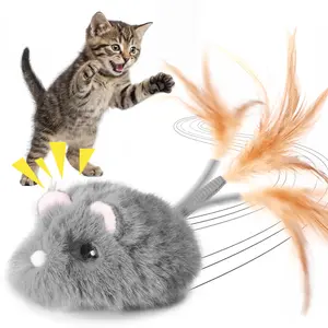 Squeaky Cat Mouse Toy| Moving Interactive Toy with Wagging Tail