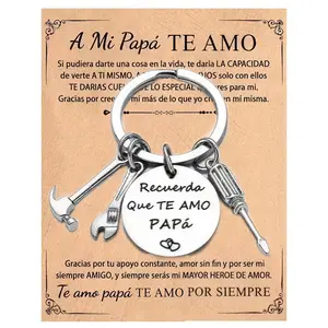 Stainless Steel Tool Keychain Set Hammer Wrench Screwdriver Engraved “Recuerda Que TE AMO PAPá” Father’s Day Gift 2026 Dad Keychain Car Key Ring Men Fashion Accessory Durable Key Pendant