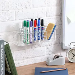 Wall Mounted Clear Acrylic Whiteboard Marker and Accessories Holder, Dry Erase Marker Storage Rack