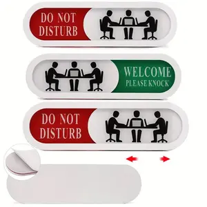 1 Piece Do Not Disturb Door Sign, Welcome Please Knock Status Switching Sticker, Self Adhesive Decorative Plaque For Signage