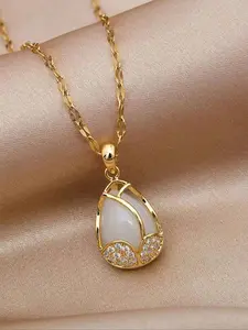 Tulip Gemstone Necklace, Trendy Design, High-End Women's Clavicle Chain, Hypoallergenic, Perfect for Daily Wear and Parties, Single Gem Necklace