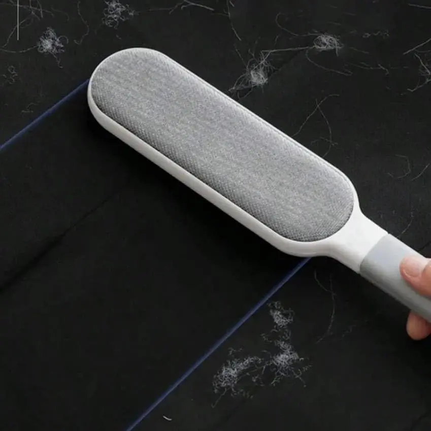 1PC Double-Sided Static Reusable Lint Remover Brush Gray - Removes Pet Hair, Dust & Pilling on Clothing, Upholstery, Bedding
