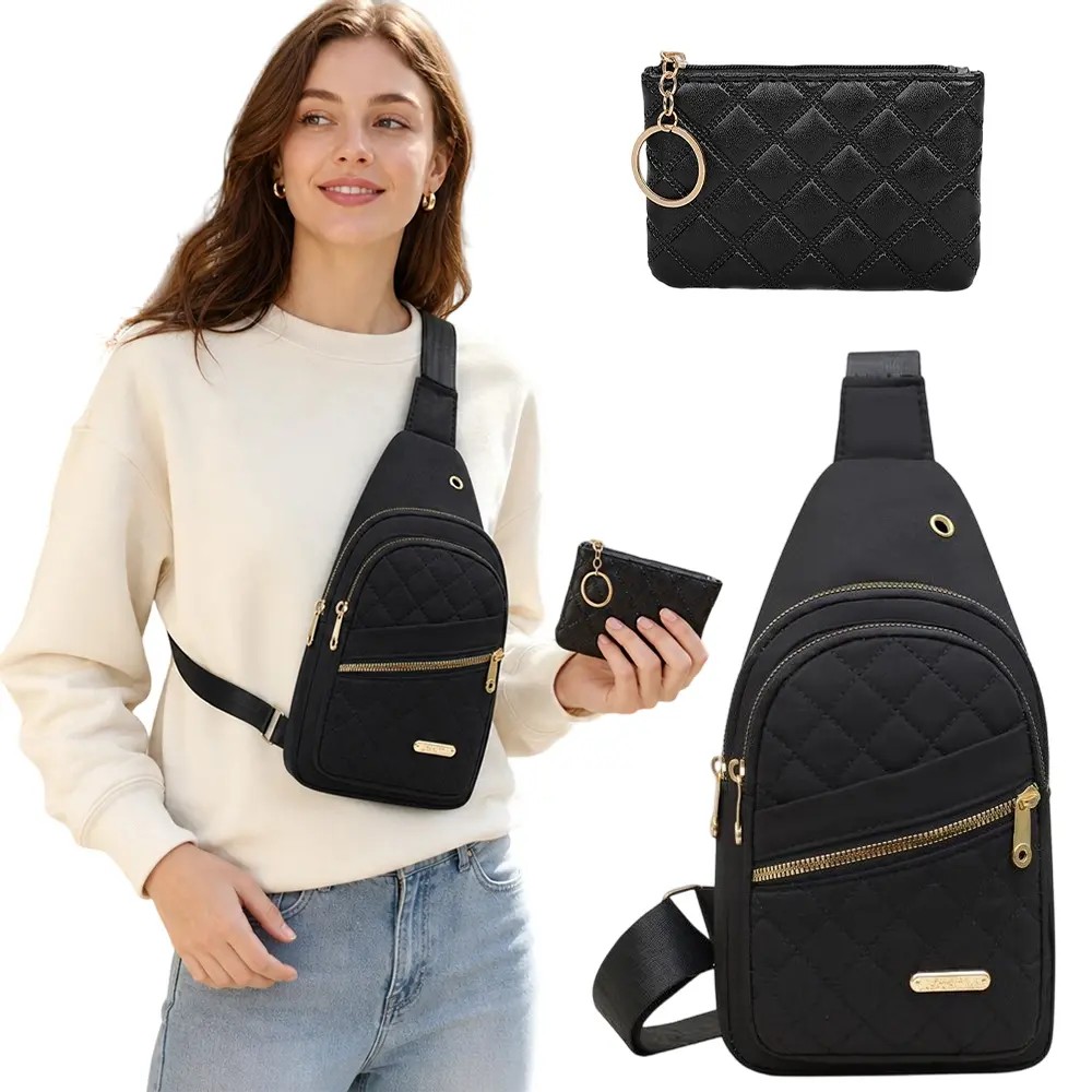 2pcs Small Sling Backpack for Women, Casual Chest Bag with 1 Wallet, Sports Bags for Moms, Daypack Crossbody for Travel, Sport, Running, Hiking, Holiday Gifts