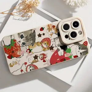 Adorable Strawberry Cat Phone Case, Comfortable Grip for Effective Protection Against Drops. Suitable for Various iPhone 17 promax/16/15/14/13/12/11 - Popular Birthday Gift or Business Present for Friends and Partners