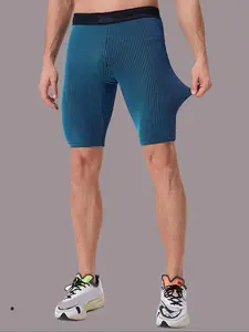 Men's Striped  Print Compression Gym Shorts, Breathable Fitness Shorts, High Stretch Comfortable Breathable Quick Drying   Skinny Shorts for Gym Workout Running, Casual Sporty  Men's Bottoms for Summer