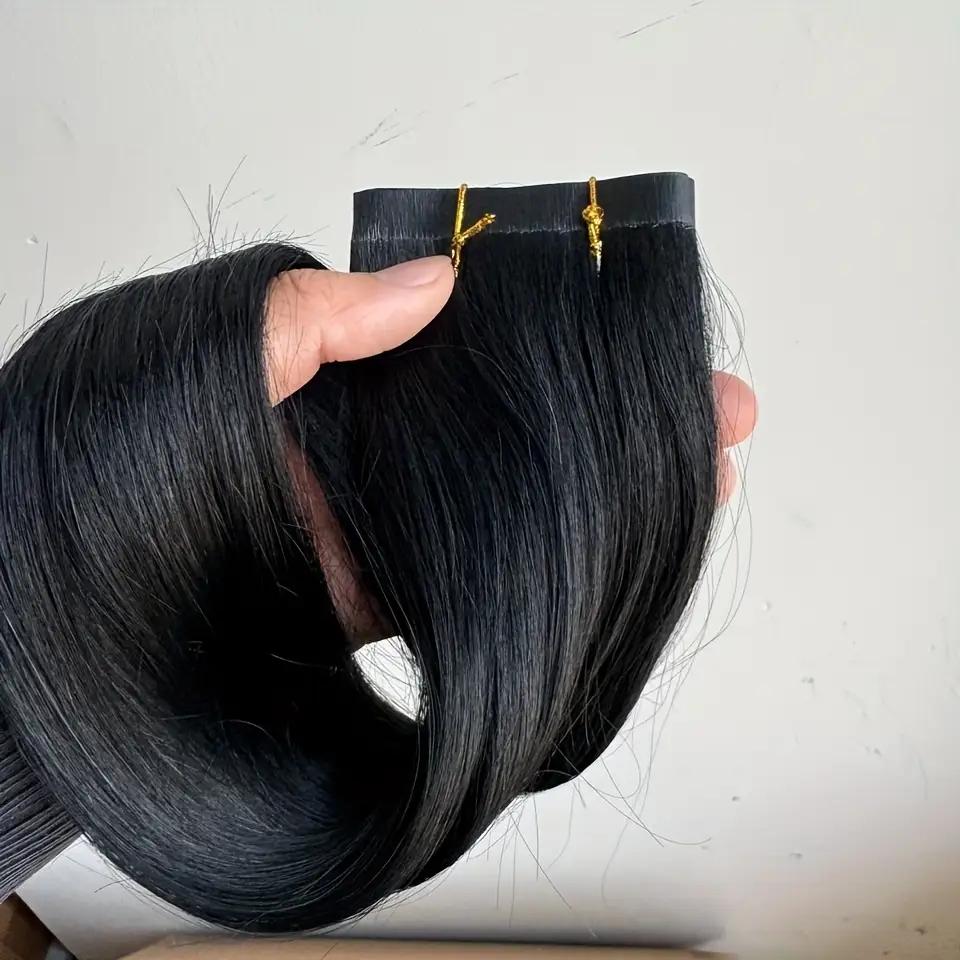 Long PU Weft Human Hair Bundles 12-28 Inch, No Glue Required, 80cm PU Weft 50g, Natural Real Human Hair Extensions, Salon Grade Quality